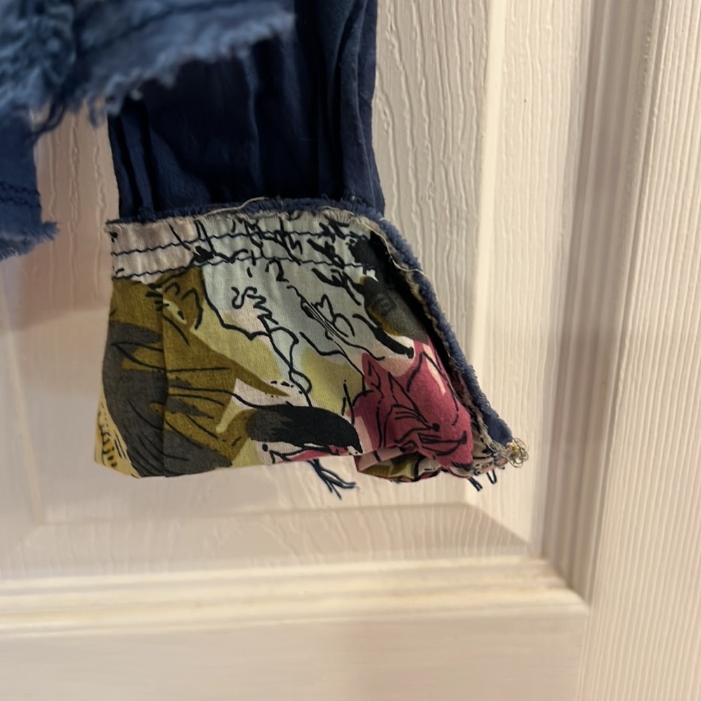 Blue Collared Floral Snap Button Down - image 5